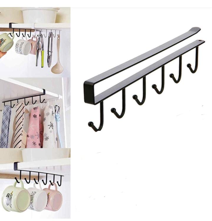 10 hooks Mug Cups Wine Glasses Storage Hooks Kitchen Utensil Ties Belt and Scarf Organizer Hanging Hook Rack Holder Under Cabinet Closet (random color )
