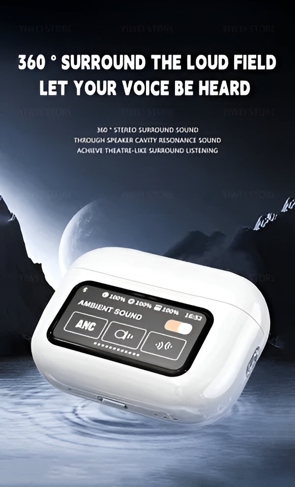 A9 Pro AirPods Pro – Wireless LCD Screen Earbuds | Touch Control, Hi-Fi Stereo Sound, Bluetooth 5.3 Earphones with Charging Case - Black Color