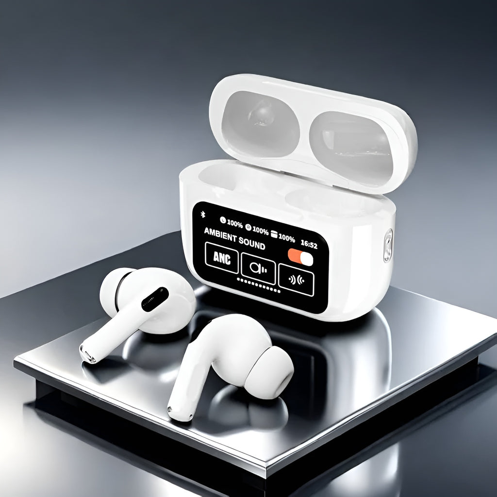 A9 Pro AirPods Pro – Wireless LCD Screen Earbuds | Touch Control, Hi-Fi Stereo Sound, Bluetooth 5.3 Earphones with Charging Case - Black Color