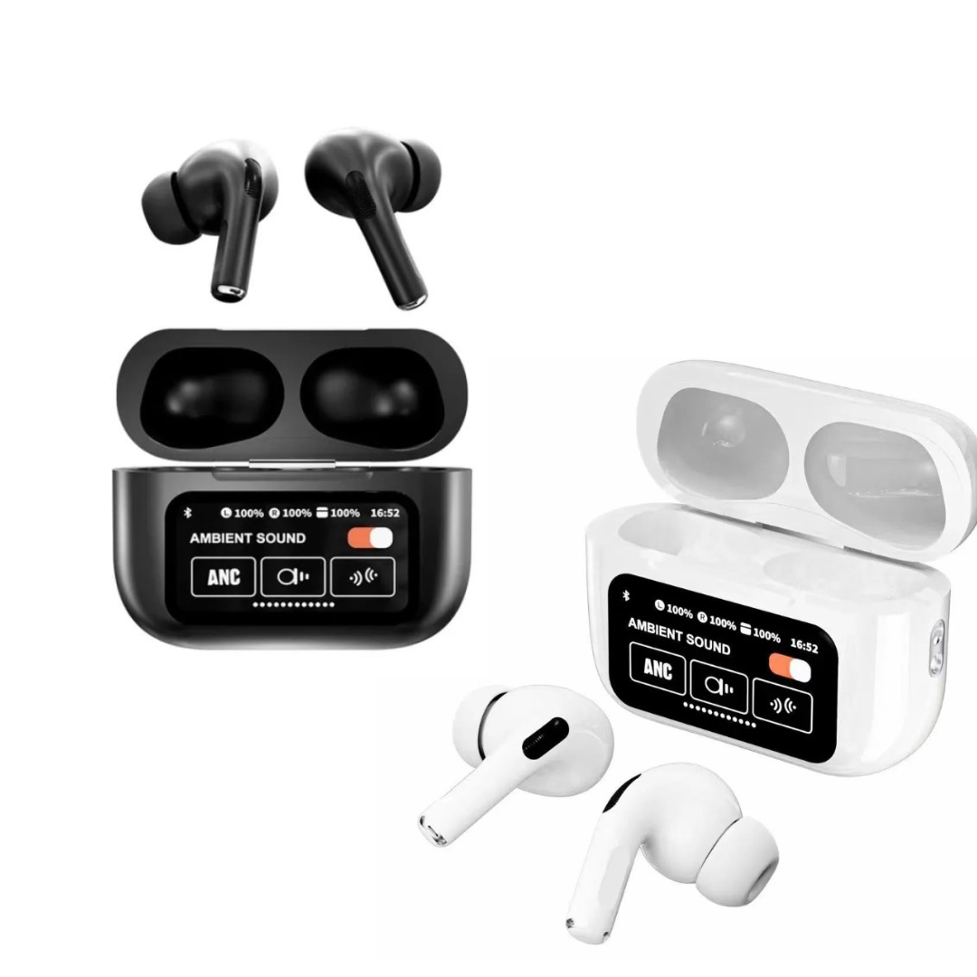 A9 Pro AirPods Pro – Wireless LCD Screen Earbuds | Touch Control, Hi-Fi Stereo Sound, Bluetooth 5.3 Earphones with Charging Case - Black Color