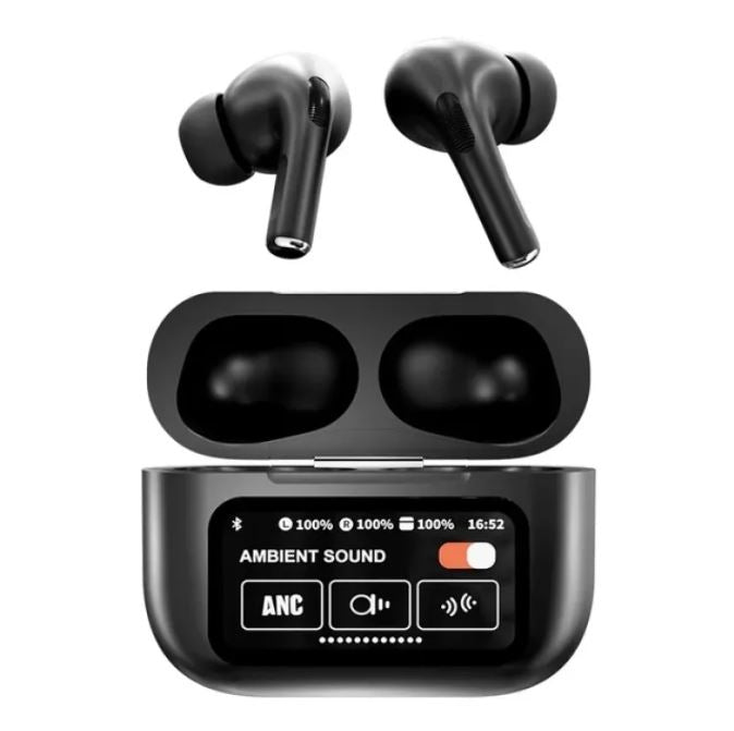 A9 Pro AirPods Pro – Wireless LCD Screen Earbuds | Touch Control, Hi-Fi Stereo Sound, Bluetooth 5.3 Earphones with Charging Case - Black Color